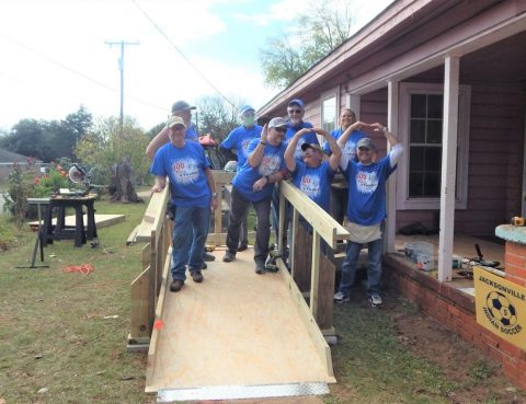 Happy ramp build volunteer crew